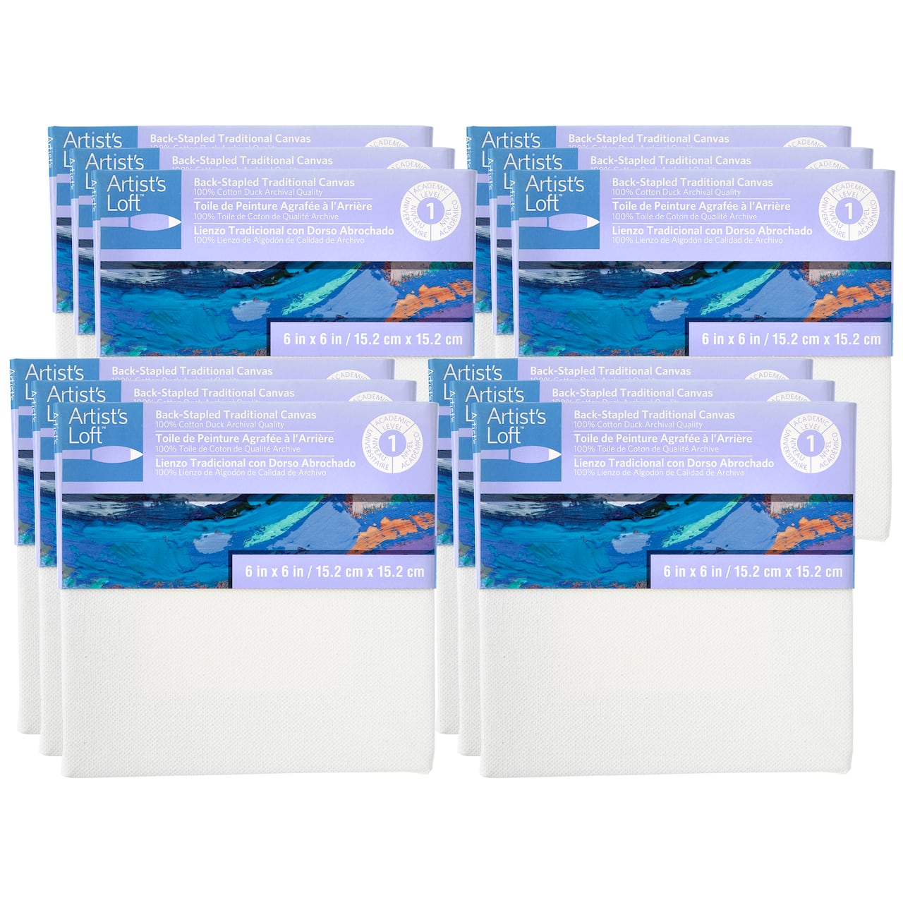 12 Pack: Level 1 Back Stapled Traditional Canvas by Artist's Loft™
